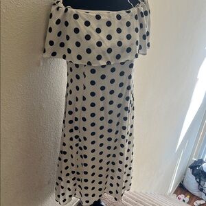 Love J Off-Shoulder Polka Dot Maxi Dress